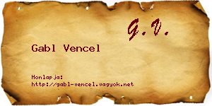 Gabl Vencel névjegykártya
